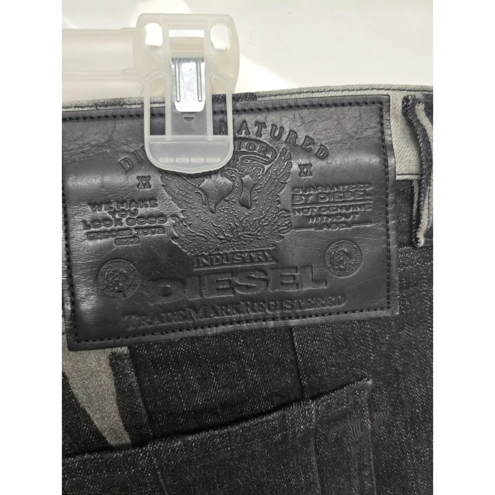 Diesel Mens D-KRAS 09B35 Slim Stretch Denim Jeans Black Grey Y2K Hip Hop Size 38